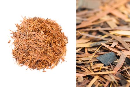 Lapacho (or Taheebo) Incas herbal tea barks isolated over white and close-upの写真素材