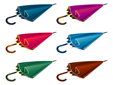 Six colorful classic photo-real man umbrellas isolatedのイラスト素材