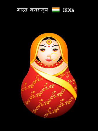 Matryoshkas of the World: indian girl in sariのイラスト素材