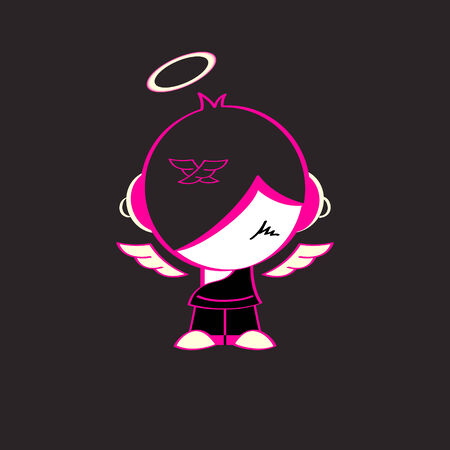Shy emo god  isolated over blackのイラスト素材