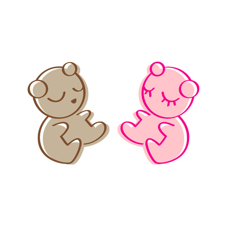Sleeping Teddy bear boy and girl isolatedのイラスト素材