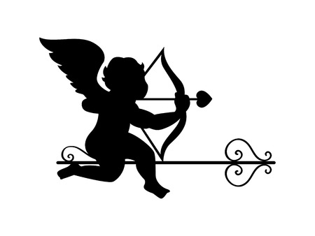 Cupidsitting on the decorated arrowのイラスト素材