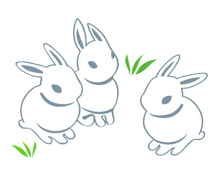 Contour cute easter rabbits isolatedのイラスト素材