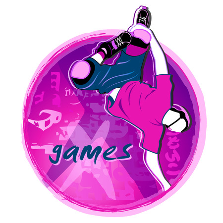Aggressive roller at the X-games round symbol isolatedのイラスト素材