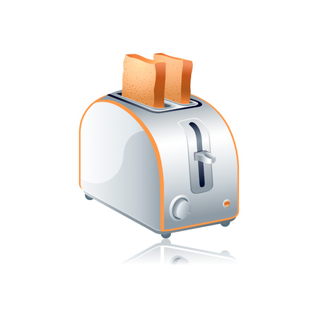 Modern toaster with bread slices isolated over whiteのイラスト素材