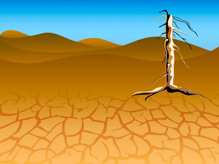 Drought landscape with dead treeのイラスト素材