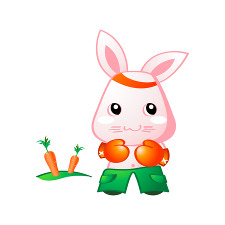 Cute rabbit boxing for home-grown carrotのイラスト素材
