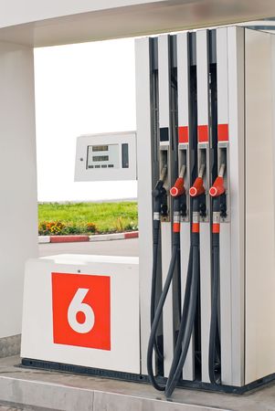Petrol station pumps at the rural areaの写真素材