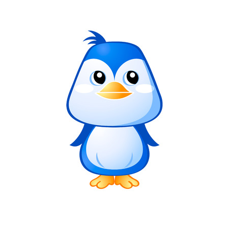 Cute little penguin in japanese drawing style isolatedのイラスト素材
