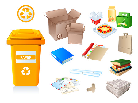 Paper waste and garbage suitable for recyclingのイラスト素材