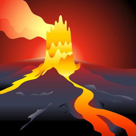 Volcano eruption over night burning skyのイラスト素材