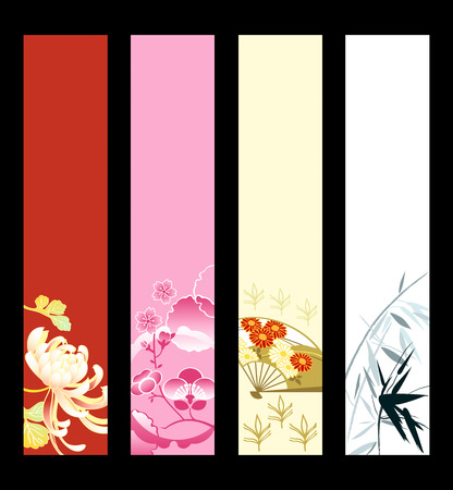 Asian art banner or sider backgrounds. Base banner size is 120x600.のイラスト素材