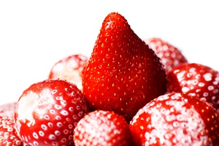 Yummy creamy fresh strawberry dessertの写真素材