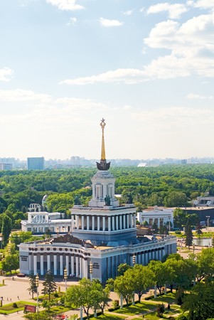 The Main Pavilion at Moscow's All-Russian Exhibition Centerの写真素材