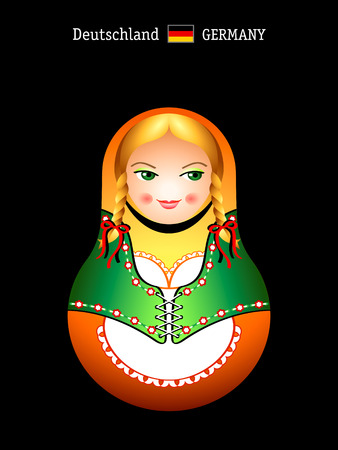 Matryoshkas of the World: german girl in beer barmaid dressのイラスト素材
