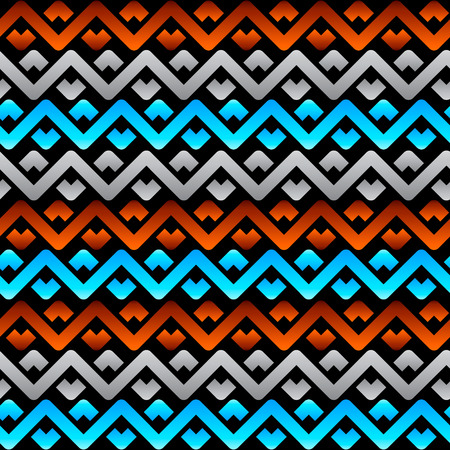 Seamless celtic linen pattern in tri-color over blackのイラスト素材