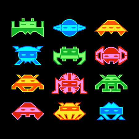 Custom designed space invaders similar to old arcade gameのイラスト素材