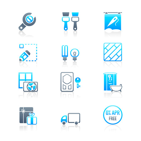 Home repair, remodelling, redecoration and shop services icon-setのイラスト素材