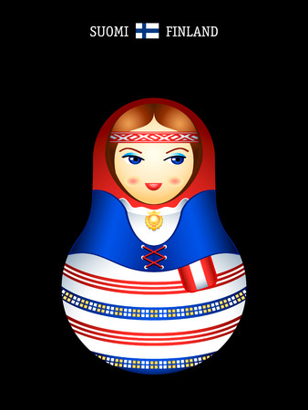 Matryoshkas of the World: finnish girl in kansallispuku dressのイラスト素材