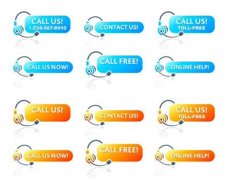 Call us! stickers for online and phone customer supportのイラスト素材
