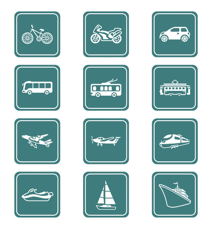 Modern and vintage vehicles teal contour icon-setのイラスト素材