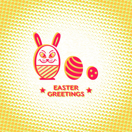 Retro Easter card with matryoshka rabbit eggsのイラスト素材
