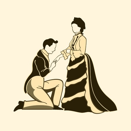 Classic victorian one knee proposalの写真素材