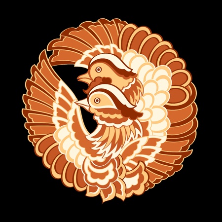 Traditional japanese kimono birds patternのイラスト素材
