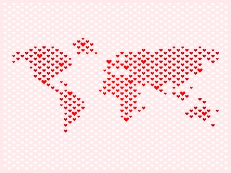 World map made of love heartsのイラスト素材