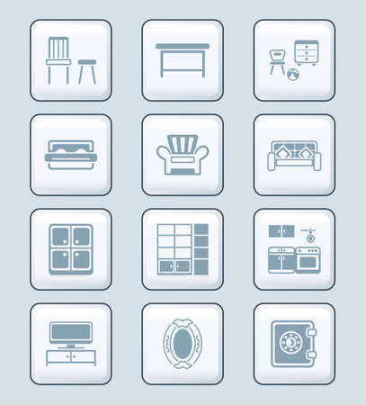 Modern home furniture gray icon-setのイラスト素材