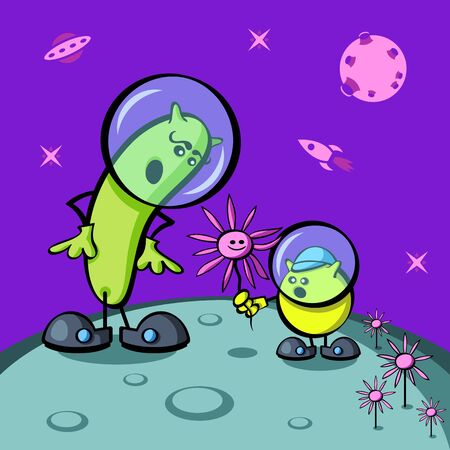 Alien explorer searching for a new life formのイラスト素材