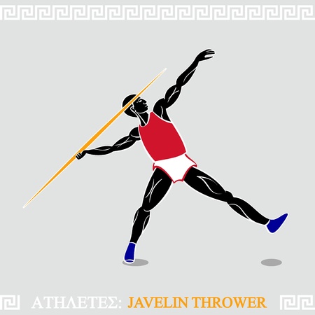 Greek art stylized javelin thrower in actionのイラスト素材
