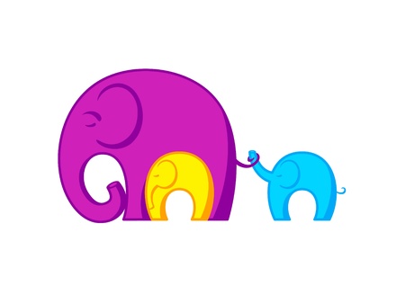 Resting Elephants family connected to each otherのイラスト素材