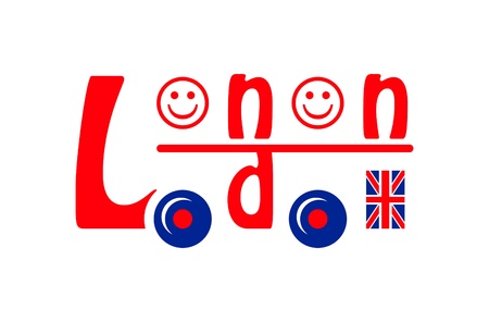 London bus symbol made of letters, smileys and flagのイラスト素材