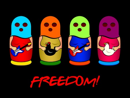 Matryoshkas band with colorful balaklava sing for freedomのイラスト素材