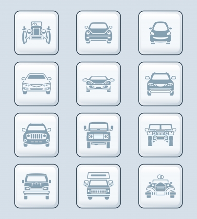 Modern and vintage cars front view icon-setのイラスト素材