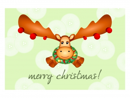 Japanese Nengajo New Year card with cute Rudolf the Reindeerのイラスト素材