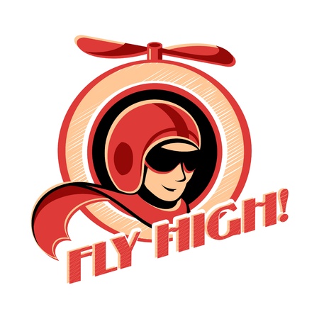 Fly high! retro aviator sticker with propellerのイラスト素材