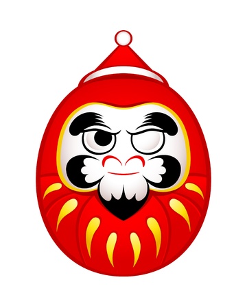 Japanese Daruma doll as Santa Claus stickerのイラスト素材