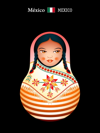 Matryoshkas of the World: mexican indian girlのイラスト素材