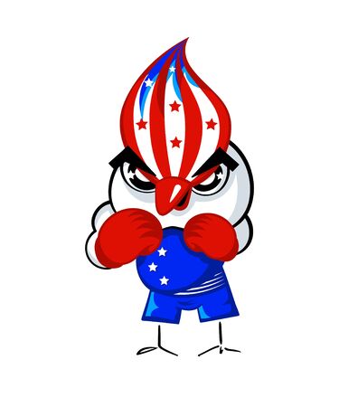 Patriotic boxing bird in USA national flag colorsのイラスト素材