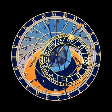 Famous astronomical clock at Prague, Czech Republic のイラスト素材