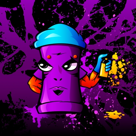 Harsh looking can over messy graffiti backgroundのイラスト素材