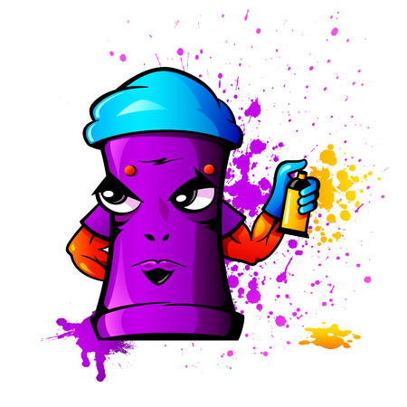 Harsh looking can as graffiti artistのイラスト素材