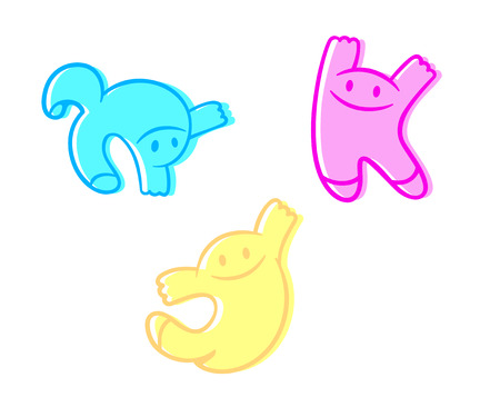 Happy smiling colorful jumping kid symbolsのイラスト素材