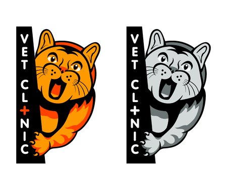 Vet clinic symbol with yelling cat isolatedのイラスト素材