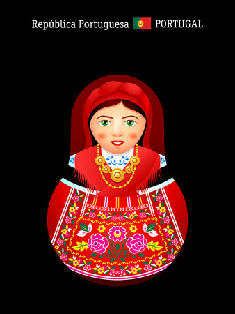 Matryoshkas of the World: portuguese girl in Minho Province dressのイラスト素材