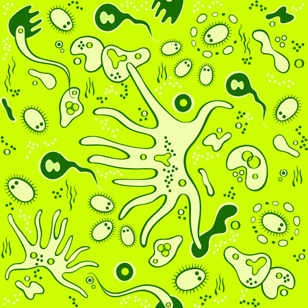 Microbes and bacteria in Petri dish seamless patternのイラスト素材