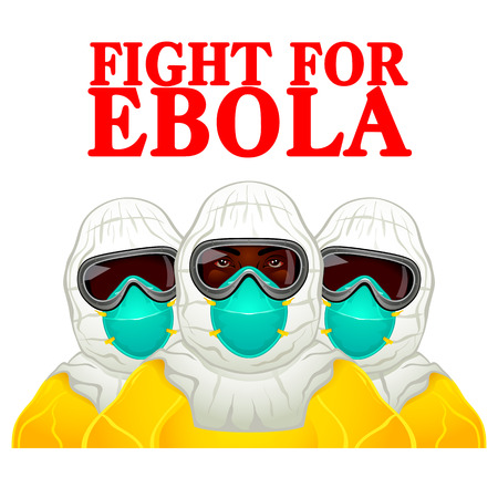 African health workers in Ebola-protective uniformのイラスト素材