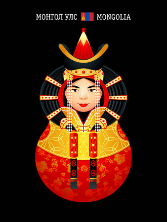 Matryoshkas of the World: Mongolian wedding dressのイラスト素材